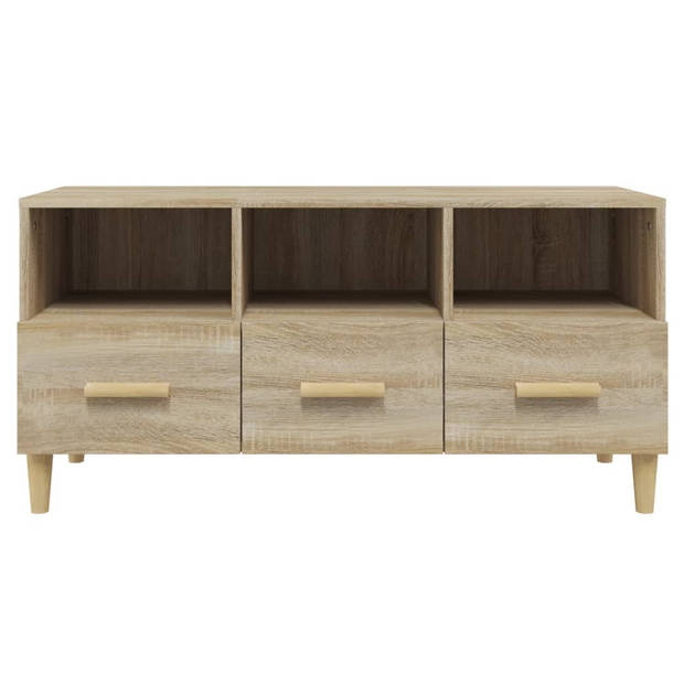 The Living Store TV meubel Sonoma eiken - Bewerkt hout - eucalyptushout - 102x36x50cm