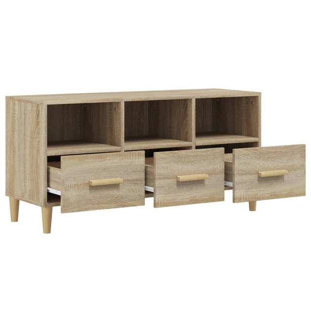 The Living Store TV meubel Sonoma eiken - Bewerkt hout - eucalyptushout - 102x36x50cm