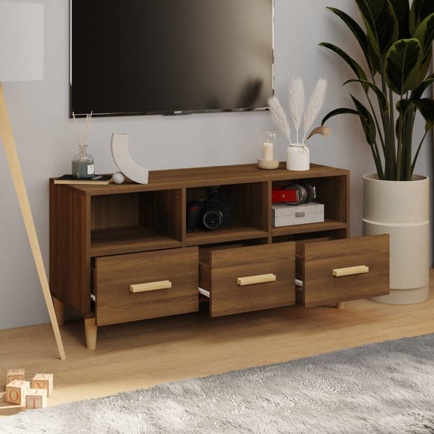 The Living Store TV-meubel - Moderne - Media-opbergruimte - 102 x 36 x 50 cm - Bruineiken