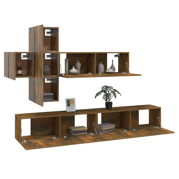 The Living Store Televisiemeubelset - Gerookt eiken - 4x 30.5x30x30 cm + 3x 100x30x30 cm