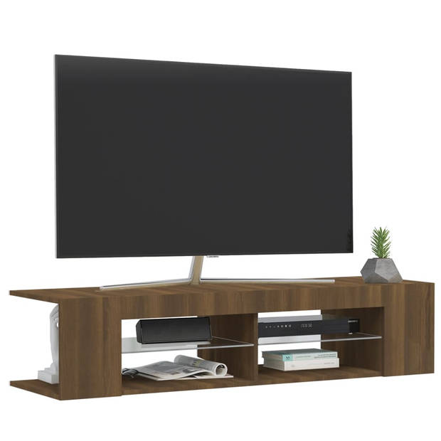 The Living Store TV-meubel Bewerkt hout - 135x39x30 cm - Bruineiken