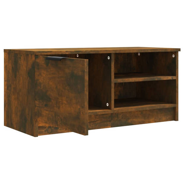 The Living Store TV-meubel Gerookt Eiken - Stereokast - 80x35x36.5 cm