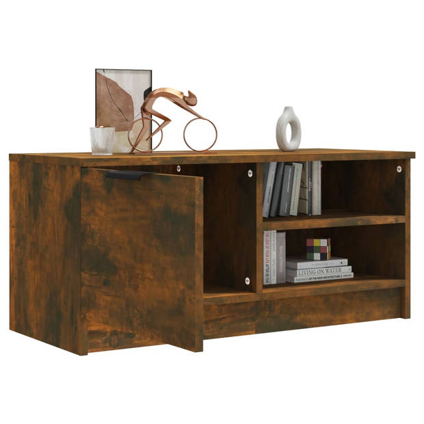 The Living Store TV-meubel Gerookt Eiken - Stereokast - 80x35x36.5 cm