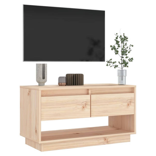 The Living Store Zwevend TV-meubel - Grenenhout - 74x34x40 cm - Onbehandeld