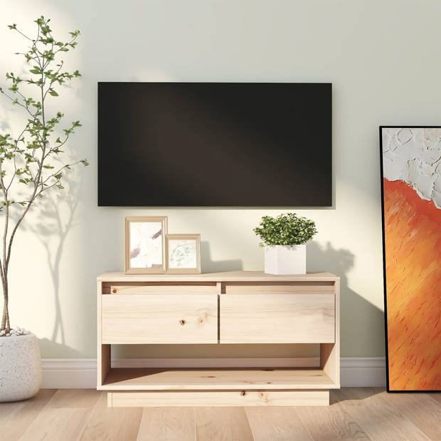 The Living Store Zwevend TV-meubel - Grenenhout - 74x34x40 cm - Onbehandeld