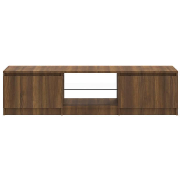 The Living Store TV-meubel - LED-verlichting - 140 x 40 x 35.5 cm - Bruineiken hout - Trendy design