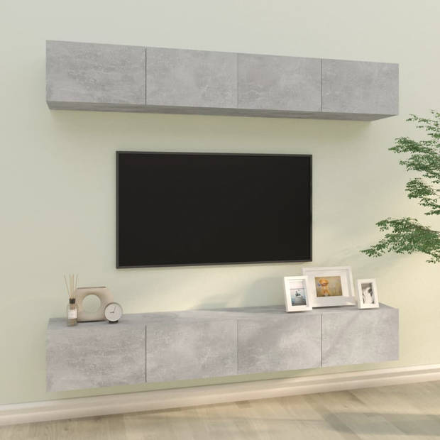 The Living Store TV-wandmeubel - Betongrijs - 100 x 30 x 30 cm - Bewerkt hout