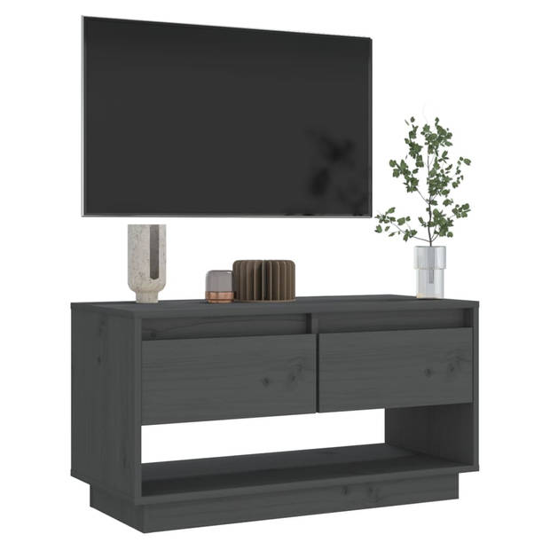 The Living Store Zwevend Tv-meubel - 74 x 34 x 40 cm - Grijs - Massief grenenhout