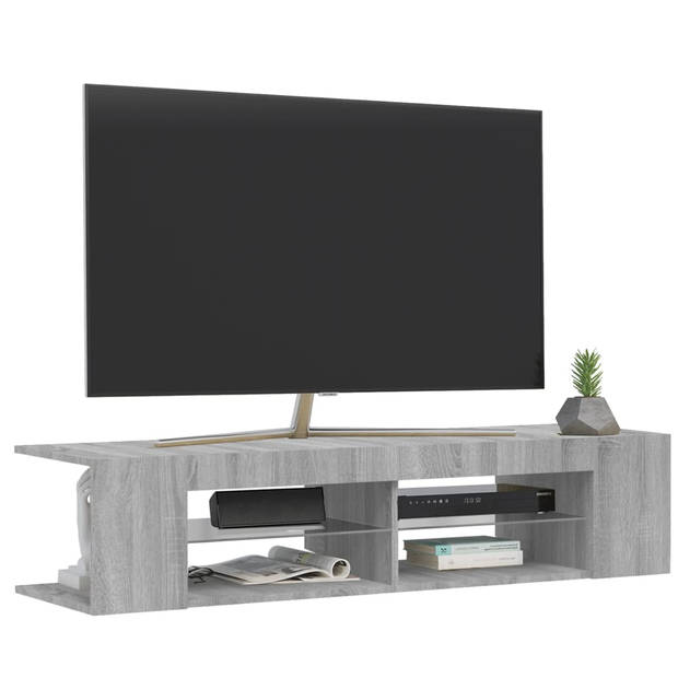 The Living Store TV-meubel - LED-verlichting - Grijs sonoma eiken - 135 x 39 x 30 cm