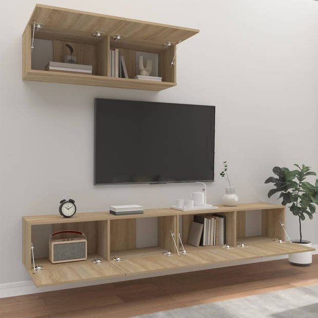 The Living Store TV-meubelset - Sonoma eiken - 100 x 30 x 30 cm - 3x