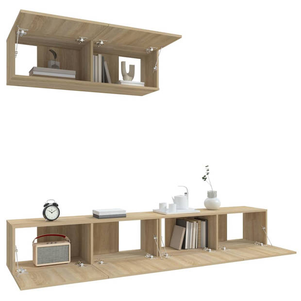 The Living Store TV-meubelset - Sonoma eiken - 100 x 30 x 30 cm - 3x