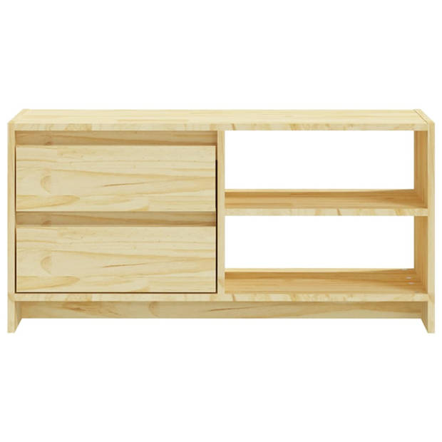 The Living Store TV-meubel Grenenhout - 80 x 31 x 39 cm - Met lades en opbergschappen