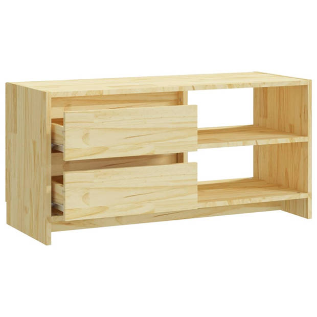 The Living Store TV-meubel Grenenhout - 80 x 31 x 39 cm - Met lades en opbergschappen