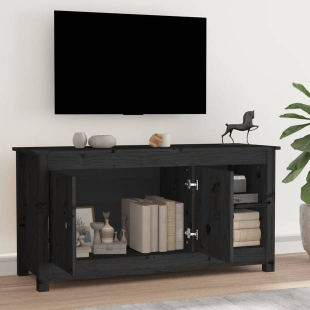 vidaXL Tv-meubel 103x36,5x52 cm massief grenenhout zwart