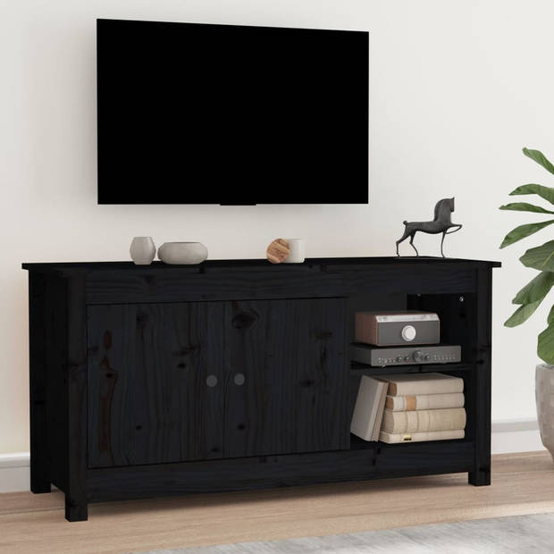 The Living Store Tv-meubel - Grenenhout - 103x36.5x52cm - Zwart