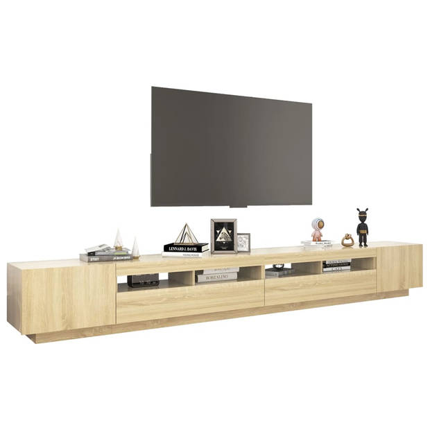 The Living Store TV-meubel Sonoma Eiken - 300x35x40 cm - Met RGB LED-verlichting