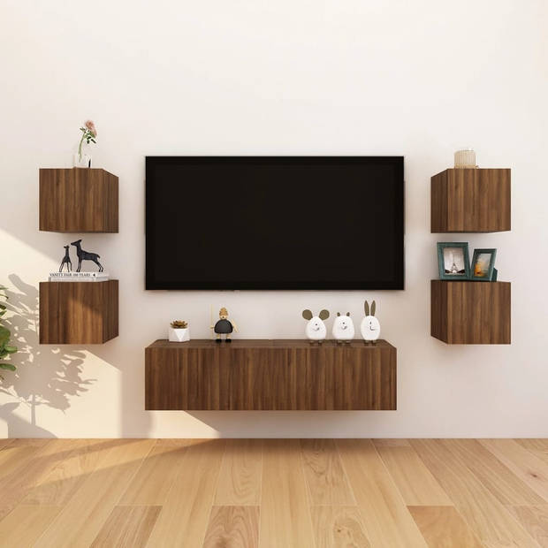 The Living Store Televisiewandmeubel - Hangkast - 30.5 x 30 x 30 cm - Bruineiken - Montage vereist