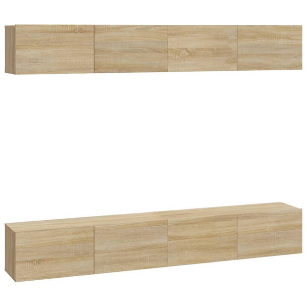 The Living Store TV-wandmeubel - Sonoma Eiken - 100 x 30 x 30 cm - Stevig bewerkt hout