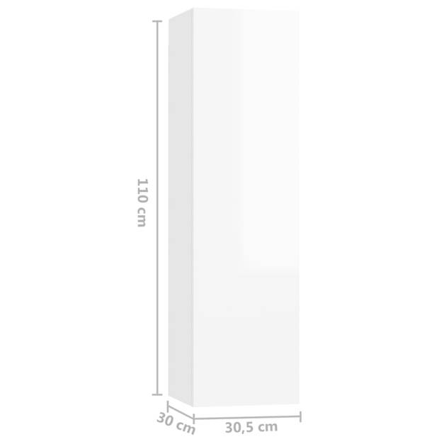 vidaXL 4-delige Tv-meubelset bewerkt hout hoogglans wit