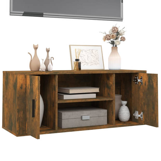 The Living Store TV-meubel s - Mediakast - 100x35x40cm - Gerookt eiken