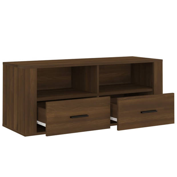 vidaXL Tv-meubel 100x35x40 cm bewerkt hout bruin eikenkleur