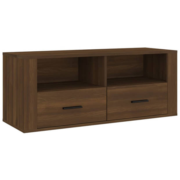 The Living Store Tv-kast - Bruineiken - 100x35x40 cm - Sterk materiaal en voldoende opbergruimte