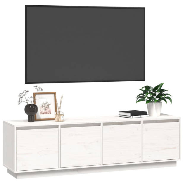 The Living Store TV-meubel Wit - Grenenhout - 156x37x45 cm - Trendy design