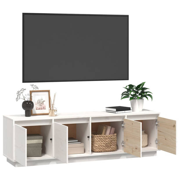 The Living Store TV-meubel Wit - Grenenhout - 156x37x45 cm - Trendy design