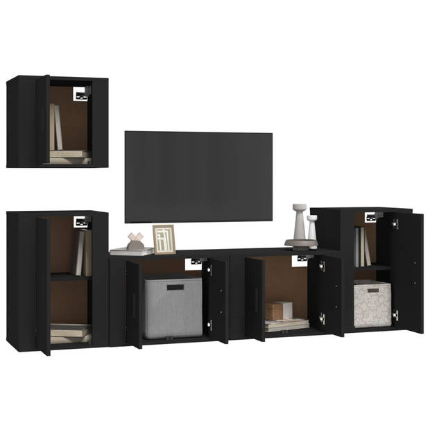The Living Store TV-meubelset zwart - 57 x 34.5 x 40 cm - 40 x 34.5 x 40 cm - 40 x 34.5 x 60 cm