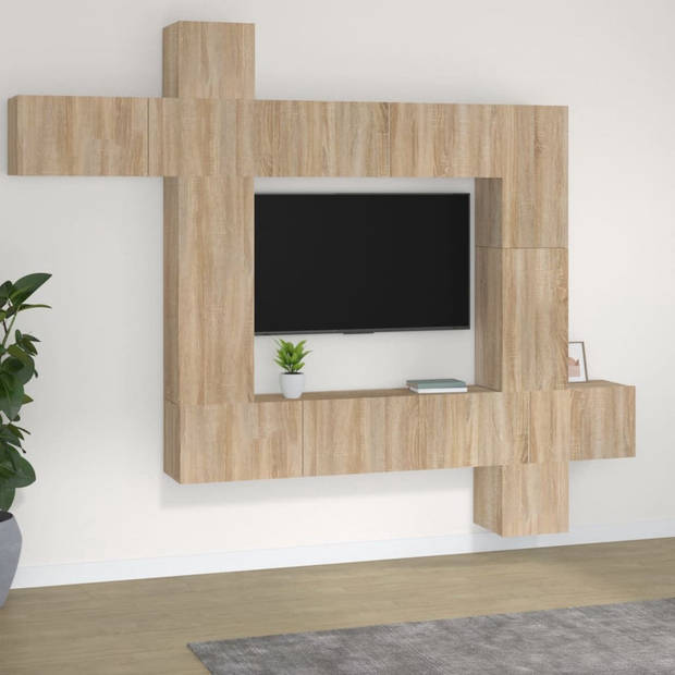 The Living Store Tv-meubelset Gerookt Eiken - Modulair Design - Diverse Afmetingen - Hoogwaardig Bewerkt Hout