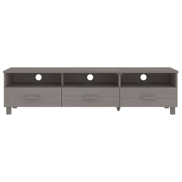 The Living Store HAMAR TV-meubel - lichtgrijs massief grenenhout - 158 x 40 x 40 cm - 3 lades 3 vakken