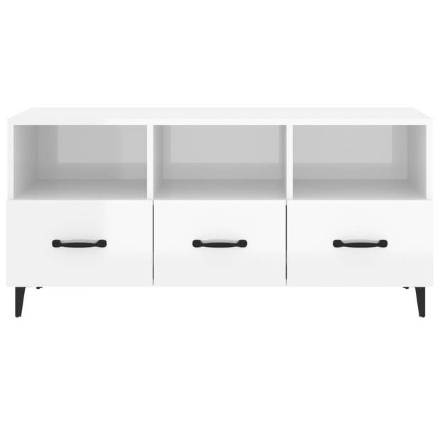 The Living Store TV-meubel Moderne Mediakast - 102 x 35 x 50 cm - Hoogglans wit