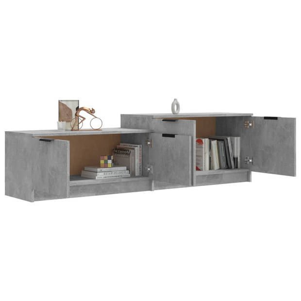 The Living Store TV-meubel Betongrijs 158.5 x 36 x 45 cm - Praktisch en stevig meubel van bewerkt hout