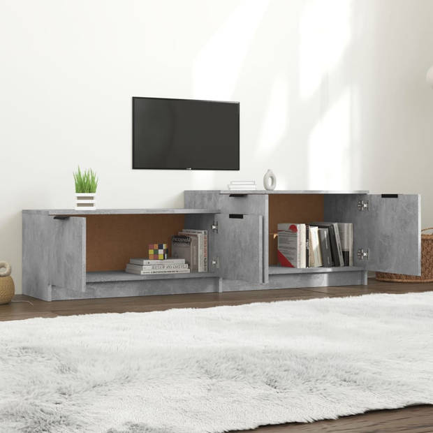 The Living Store TV-meubel Betongrijs 158.5 x 36 x 45 cm - Praktisch en stevig meubel van bewerkt hout