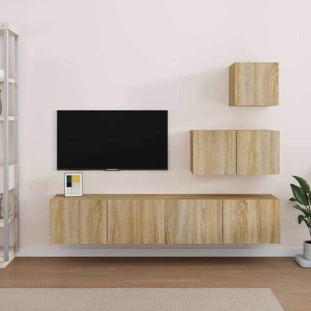 The Living Store TV-meubelset - Sonoma eiken - Bovendste- 30.5x30x30cm - Middelste- 60x30x30cm - Onderste- 80x30x30cm