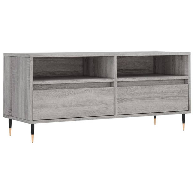 The Living Store TV-meubel - grijs sonoma eiken - 100 x 34.5 x 44.5 cm - opbergruimte - stevig materiaal