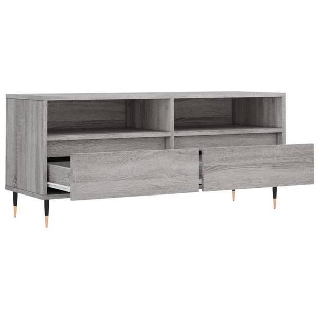 The Living Store TV-meubel - grijs sonoma eiken - 100 x 34.5 x 44.5 cm - opbergruimte - stevig materiaal