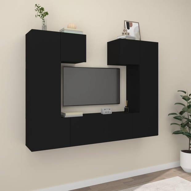 The Living Store TV-meubelset zwart - 60x30x30 cm - 30.5x30x60 cm - 80x30x30 cm