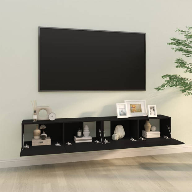 vidaXL Tv-wandmeubels 2 st 100x30x30 cm bewerkt hout zwart