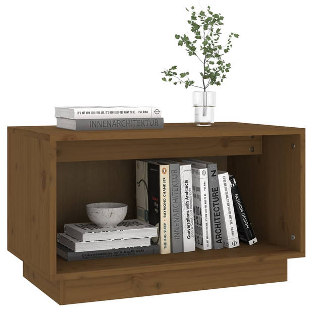 The Living Store Zwevende TV-meubel - Grenenhout - Honingbruin - 60x35x35 cm