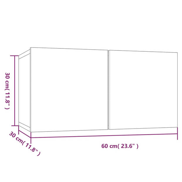 The Living Store TV-meubel - Hangend - 60x30x30cm - Grijs Sonoma Eiken