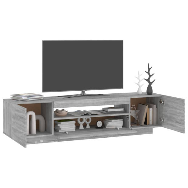 The Living Store TV-meubel - LED-verlichting - Grijs Sonoma Eiken - 160 x 35 x 40 cm