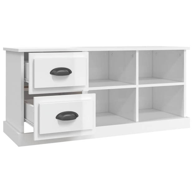 The Living Store TV-kast Exclusief - 102x35.5x47.5 cm - Hoogglans Wit