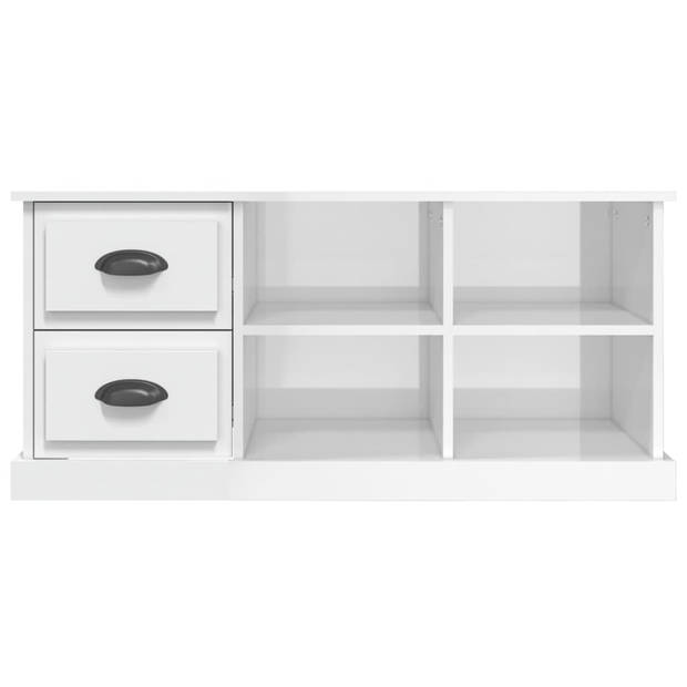 The Living Store TV-kast Exclusief - 102x35.5x47.5 cm - Hoogglans Wit