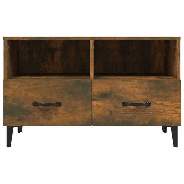 The Living Store Tv-meubel Industrial - Gerookt eiken - 80x36x50 cm - Bewerkt hout - Vochtbestendig