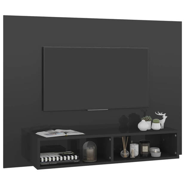 The Living Store Tv-wandmeubel - Hifi-kast - Hoogglans grijs - 120 x 23.5 x 90 cm - Montage vereist