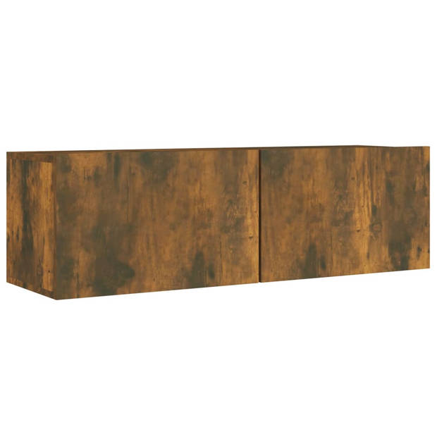 The Living Store TV-meubelset - Gerookt eiken - 8 stuks - 100x30x30cm - 30.5x30x30cm - Wandgemonteerd