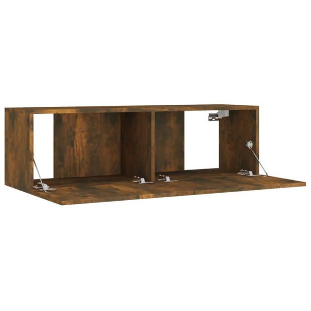 The Living Store TV-meubelset - Gerookt eiken - 8 stuks - 100x30x30cm - 30.5x30x30cm - Wandgemonteerd