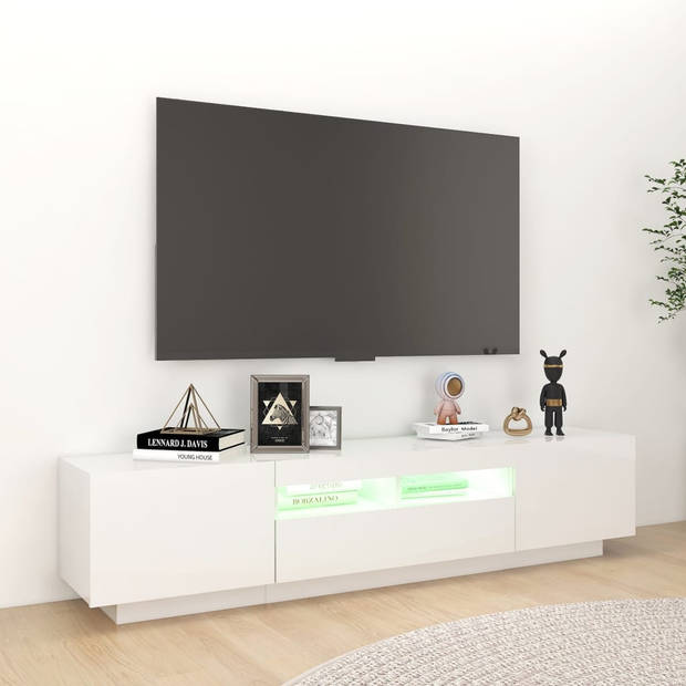 vidaXL Tv-meubel met LED-verlichting 180x35x40 cm hoogglans wit