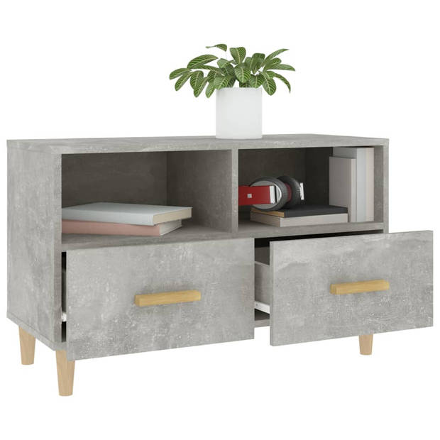 The Living Store TV-meubel - Klassiek - Betongrijs - 80 x 36 x 50 cm - Bewerkt hout